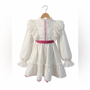 Haddad brothers Vintage White & Burgundy Dress. size 5. Great Vintage Condition